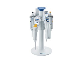 The Pipette Carousel 2 holding Eppendorf Xplorer<sup>&reg;</sup>, Multipette<sup>&reg;</sup> E3x and Eppendorf Research<sup>&reg;</sup> plus pipettes