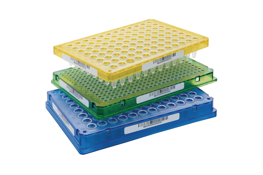 Skirted and semi-skirted PCR plates are available with barcodes Skirted and semi-skirted PCR plates are available with barcodes